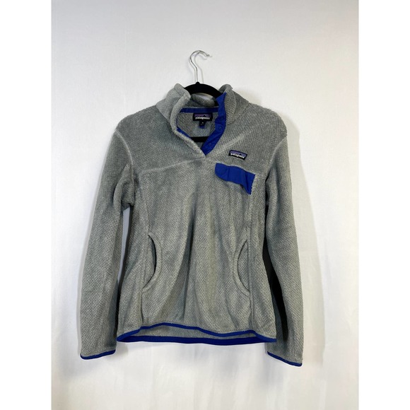 PATAGONIA Women's Re-Tool Snap T Fleece Pullover Hiking Gray Blue Size M - Picture 2 of 4